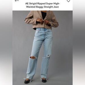 AE Strigid Ripped Super High Waisted Baggy Straight Jean